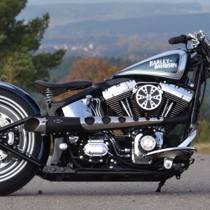 2in1 Hotrod Style Harley Davidson Softail-Modelle MCJ mechanisch verstellbare Auspuffanlage