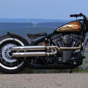 X-pipes-Komplettanlage für Harley Davidson Softail-Modelle Edelstahl MCJ mechanisch verstellbare Auspuffanlage
