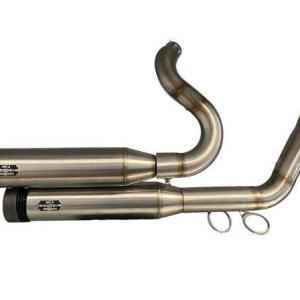 Supershort-Komplettanlage Edelstahl für Harley Davidson Softail-Modelle Edelstahl MCJ mechanisch verstellbare Auspuffanlage