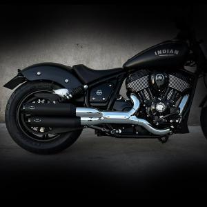 Indian Chief Bobber EURO 5 mechanisch verstellbare MCJ Auspuffanlage chrom/schwarz