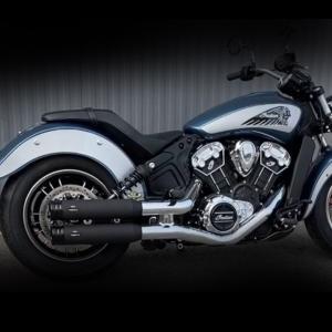 Indian Scout mechanisch verstellbare MCJ Auspuffanlage Bigshort chrom/schwarz