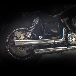 Kawasaki VN 1500 mechanisch verstellbare MCJ Auspuffanlage Tapered chrom/schwarz
