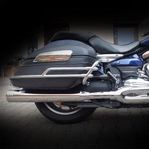 Yamaha XV 1300 mechanisch verstellbare MCJ Auspuffanlage Touring chrom/schwarz